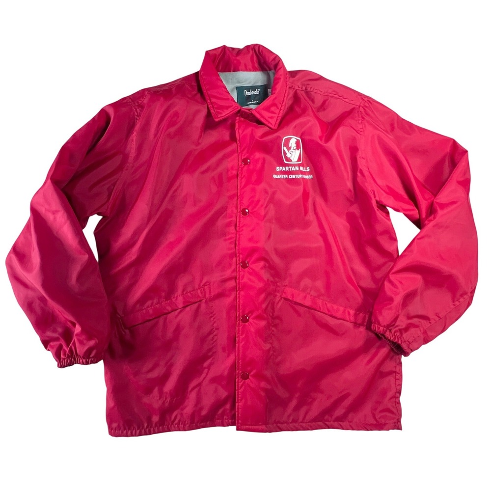 Dunbrooke Coaches Jacket Mens L Red Spartan Mills USA Vintage Windbreaker 5678